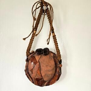 Handmade‎ Pottery Macrame Wall Handing Art Southwestern Boho Canteen Decor
